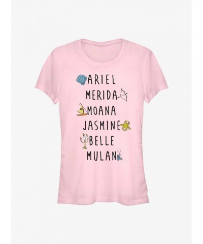 Disney Princess Name Stack Girls T-Shirt $11.21 T-Shirts